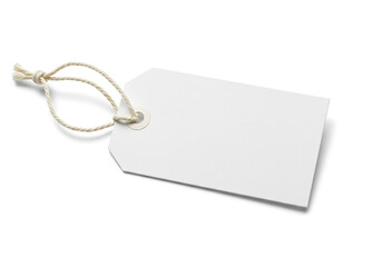 White blank clothing tag label isolated on white background