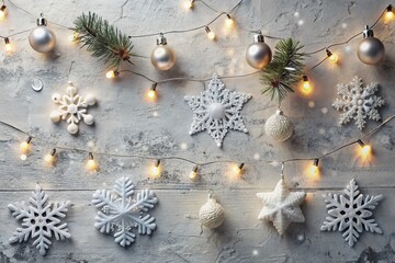 Winter Urban Exploration: Festive Decorations on Clean White Background