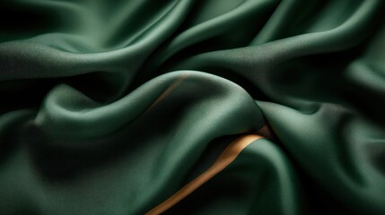Fototapeta premium Green wavy satin texture.