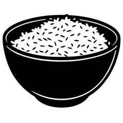 rice black silhouette vector, A bowl rice vector, Simple silhouette Design vector icon with white background. Food vector