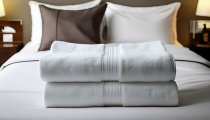 Obraz premium bed in a hotel on the towal