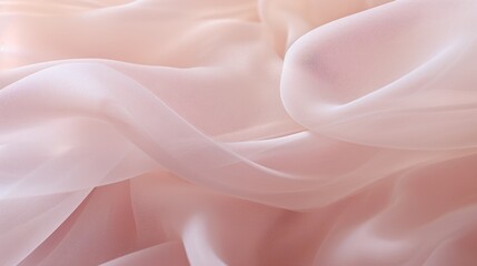 Obraz premium Elegant Flowing Pink Tulle Fabric Background - Soft, Sheer, and Delicate Textile Texture for Fashion and Design