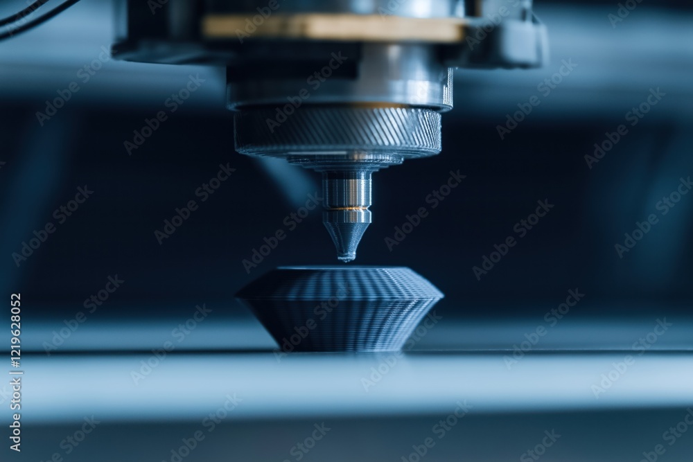 Poster 3d printer machine prints sample model prototype. rapid prototype tech process creates small model. 