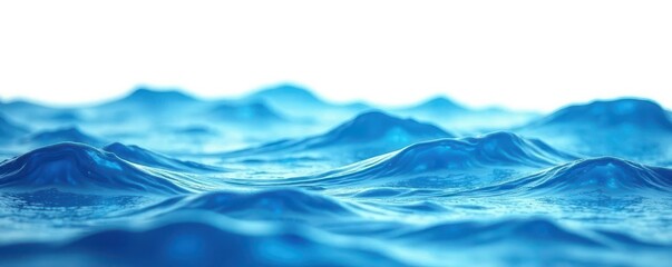 Wavy blue ocean water isolated on white background, water, background