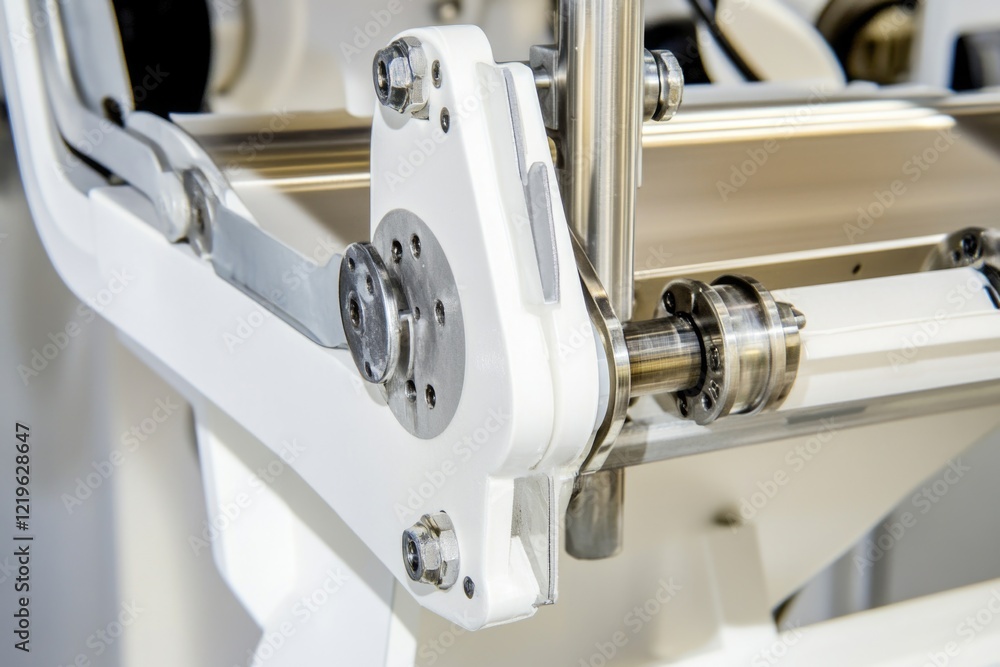 Poster detailed view of a machinery component on a worktable