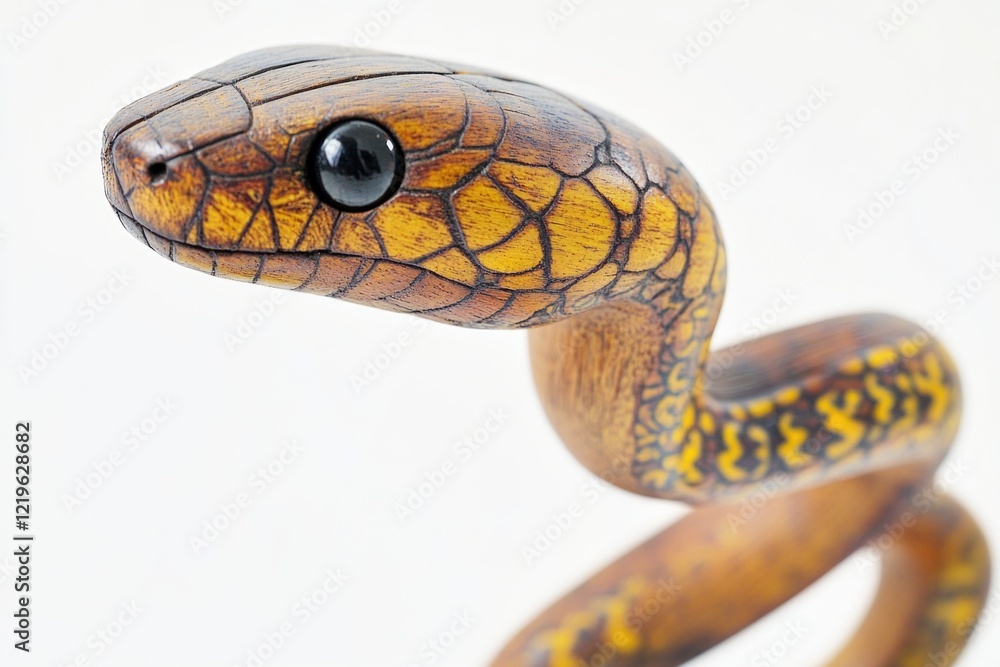 Poster a close-up image of a snake on a white background, perfect for highlighting the texture and patterns