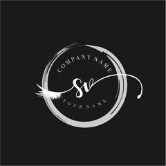 SV Elegant Circular Logo Design with Feather and Calligraphic Text