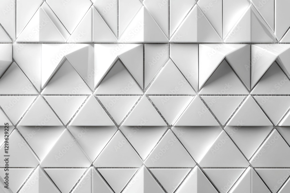 Poster a close-up view of a textured wall composed of interlocking white squares and triangles