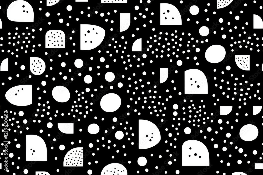 Poster simple geometric design featuring alternating circles and dots on a monochromatic background
