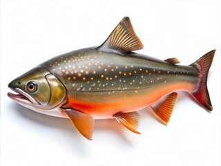 Fototapeta premium Trout, Freshwater Fish, Rainbow Trout, Aquatic Animal, Isolated on White