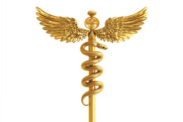 A golden rod with a snake wrapped around it, suitable for nature or mystery themed designs