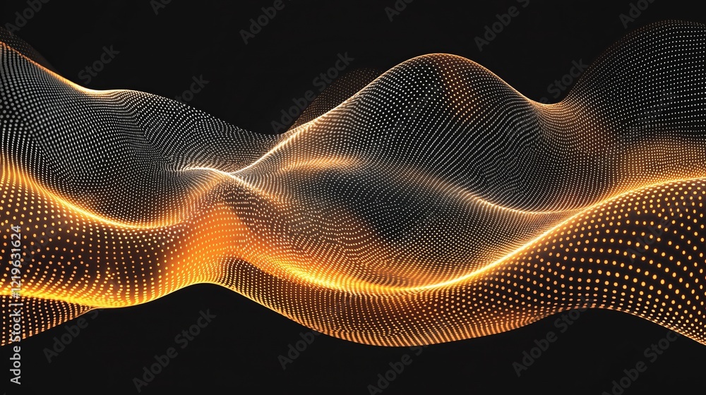 Aufkleber abstract flowing golden waves of digital light, representing energy, movement, futuristic technology