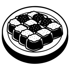 sushi black silhouette vector, Simple silhouette Design vector icon with white background. Food vector