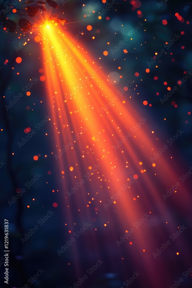 Poster a warm and inviting image of sunlight shining through the leaves of trees, perfect for use in design