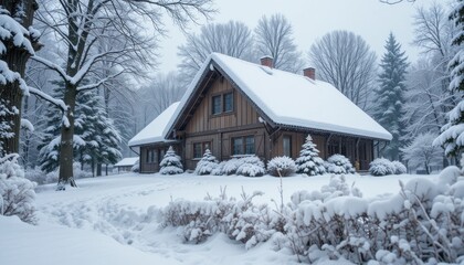 snow covered house