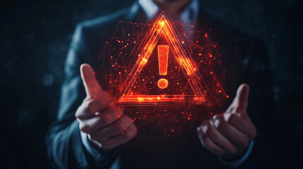 red alert and warning sign for cyber security and other systematic error.