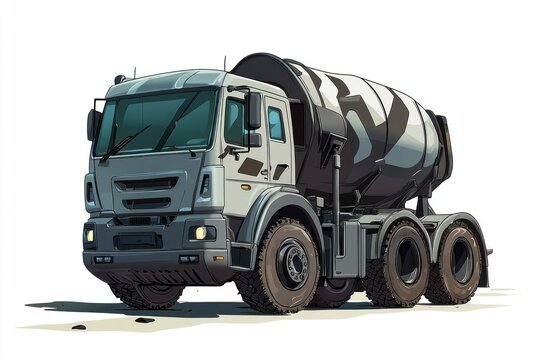 concrete mixer truck IOWIndustrial concrete mixer truck blank mockup with copy space and logotype space for construction site isolated on white. Heavy-duty cement mixer truck. Construction Vehicle Cem