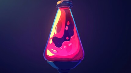 A lit lava lamp in a dark setting