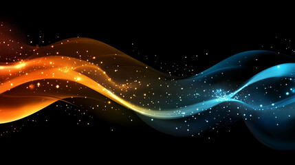 Fototapeta premium Abstract digital landscape with glowing orange particles and bokeh lights