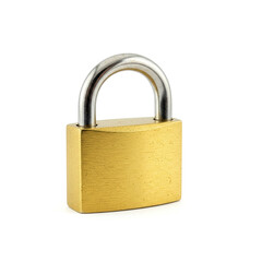 Fototapeta premium gold padlock isolated on white background