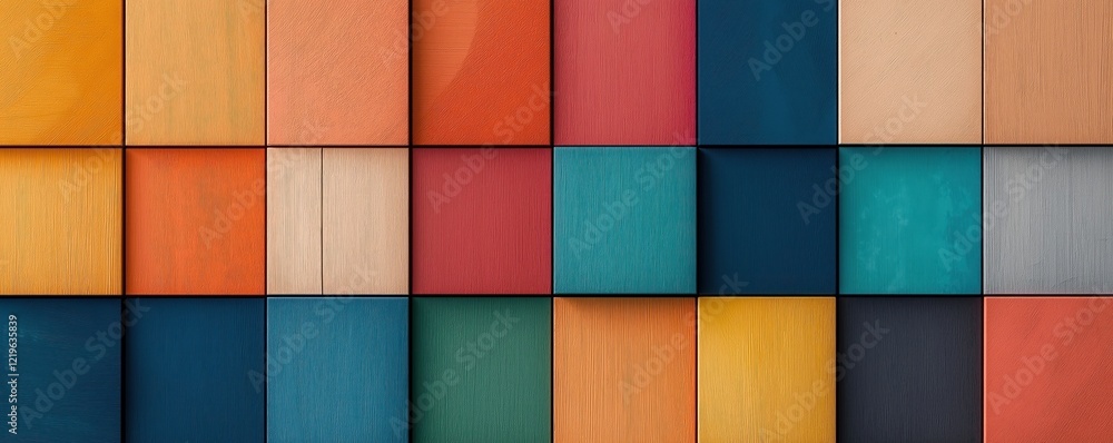 Poster abstract colorful pattern with many 3d textured square blocks. colorful geometric shapes. rainbow hu