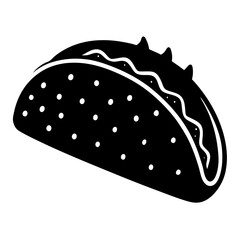 taco black silhouette vector, Simple silhouette Design vector icon with white background. Food vector