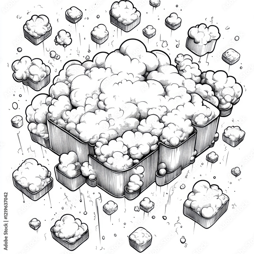 Poster a simple illustration of clouds in shades of gray, perfect for use as a design element or to add som