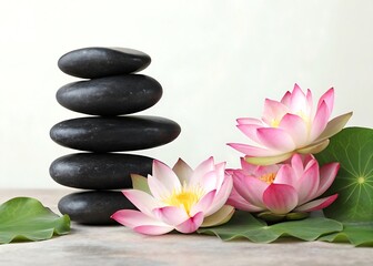 Calm spa stones go well with lotus blossoms; remove