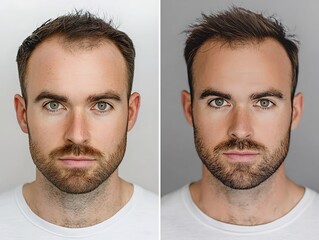 Hair transplantation result for men before and after front view