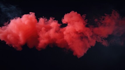 A thick red cloud of smoke rises from the ground, set against a dark black background