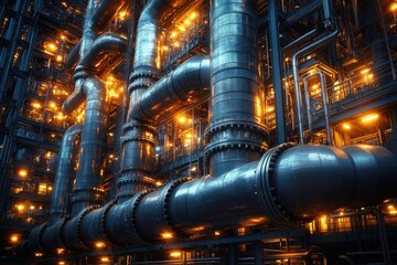 Large industrial pipeyard with numerous pipes and equipment