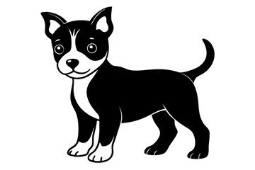 Baby Dog black silhouette vector, Simple silhouette Design vector icon with white background. Puppy silhouette 