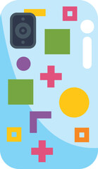 Modern phone with a transparent case showing an abstract geometric pattern