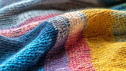 Cozy Blanket with Vibrant Textile Patterns in Natural Light