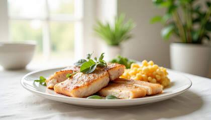 Traditional Lent meal with fish on a dining table, seasonal celebration