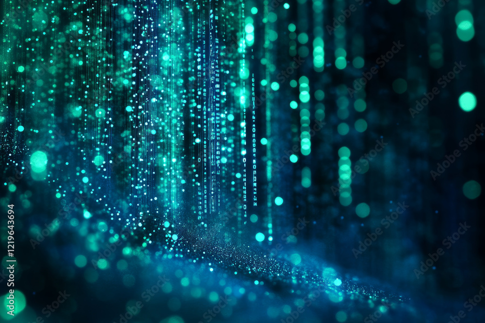 Aufkleber binary streams create a vivid abstract composition in neon hues