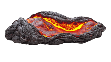 Glowing Lava Flow in Volcanic Rock Formation
