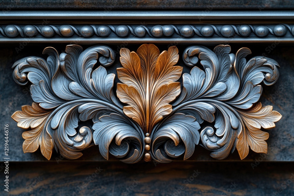 Poster close-up of a decorative design on a wall with intricate patterns and colors