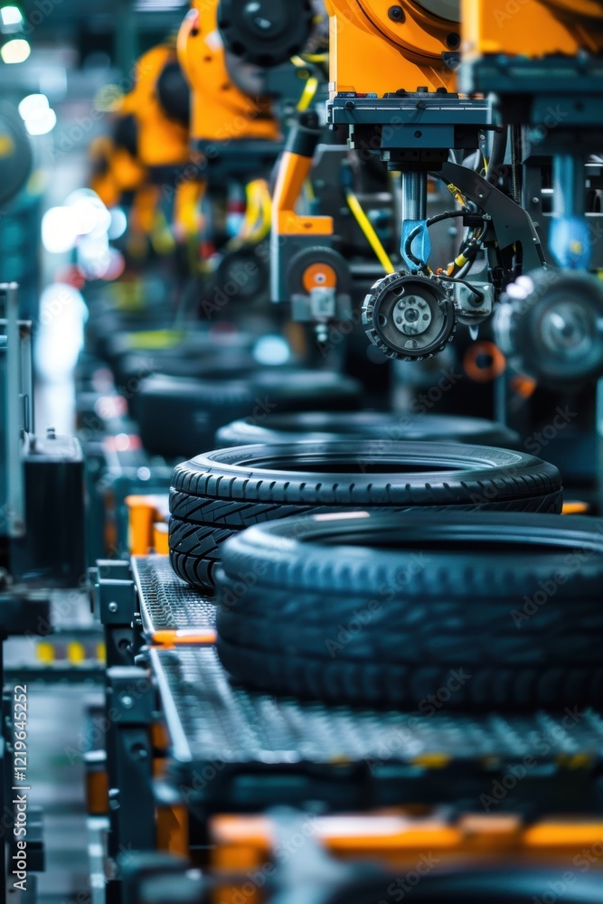 Aufkleber advanced tire manufacturing process with robotics in modern industrial setting