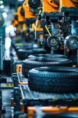 Advanced Tire Manufacturing Process with Robotics in Modern Industrial Setting