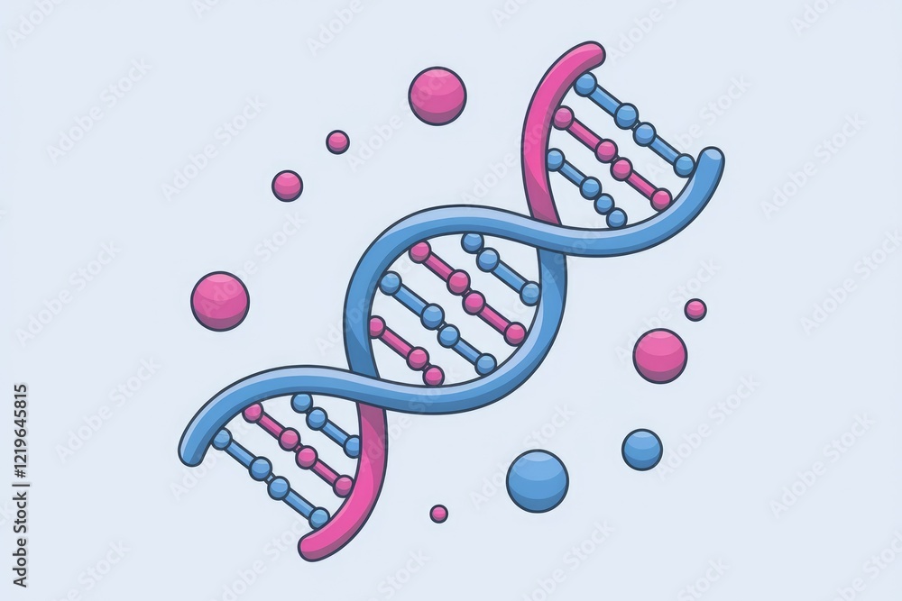 Poster a stylized illustration of a dna double helix, showcasing its structure with colorful elements.
