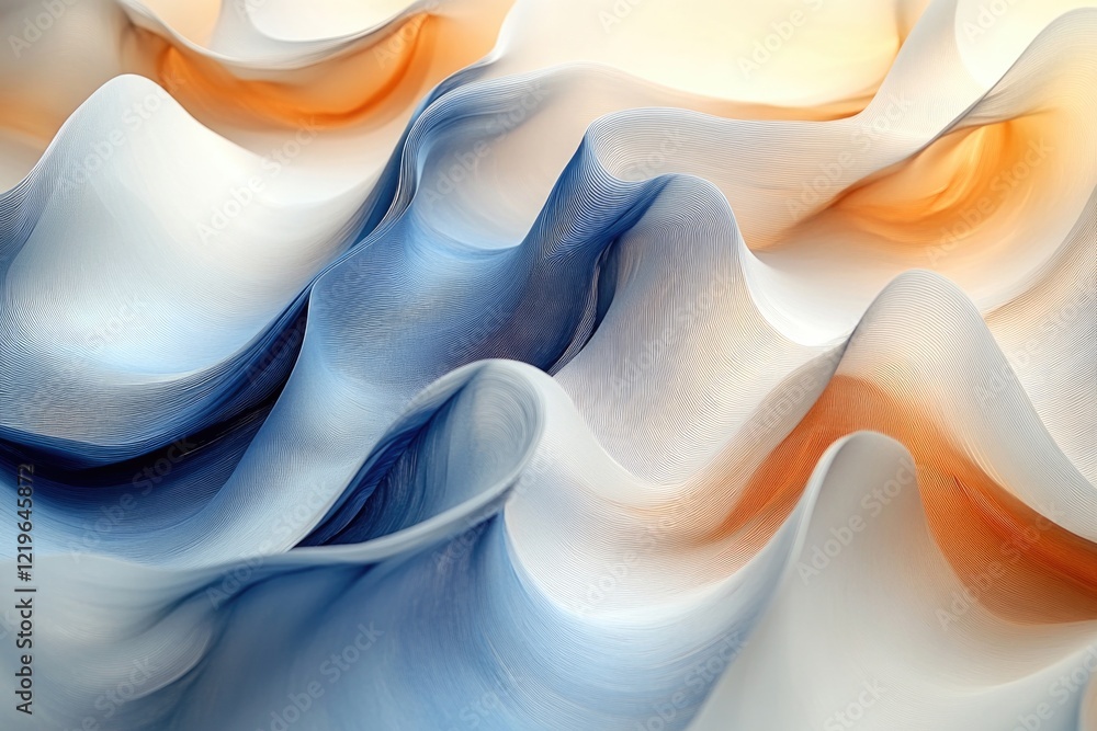 Poster a close-up view of an abstract painting featuring white and blue colors, ideal for use in designs wh