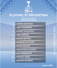 Editable Playing XI Template for Argentina Team
