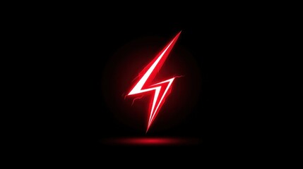 Stylized red lightning bolt, glowing against a dark background