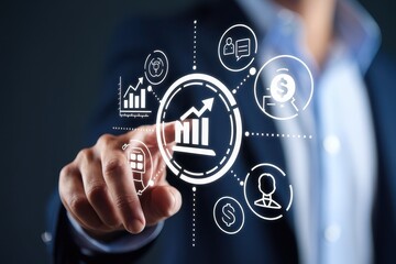 Fototapeta premium Business Growth Strategy: Interactive Data Analysis & Financial Success