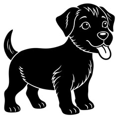 Baby Dog black silhouette vector, Simple silhouette Design vector icon with white background. Puppy silhouette 