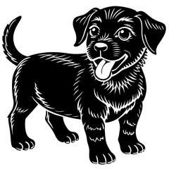 Baby Dog black silhouette vector, Simple silhouette Design vector icon with white background. Puppy silhouette 