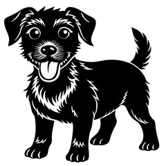 Baby Dog black silhouette vector, Simple silhouette Design vector icon with white background. Puppy silhouette 