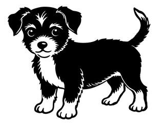 Baby Dog black silhouette vector, Simple silhouette Design vector icon with white background. Puppy silhouette 