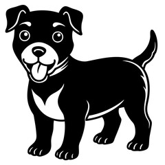 Baby Dog black silhouette vector, Simple silhouette Design vector icon with white background. Puppy silhouette 